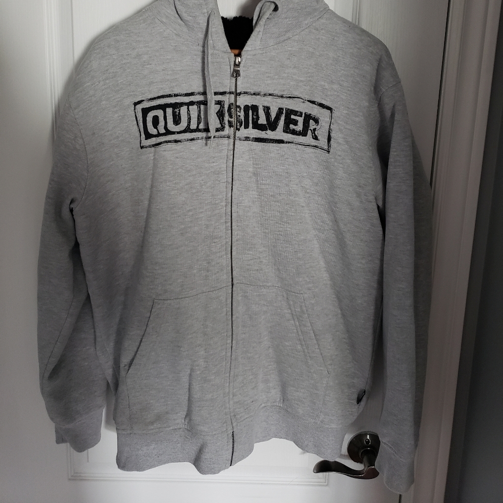 Quiksilver Fleece Sweater, Large, Light Grey